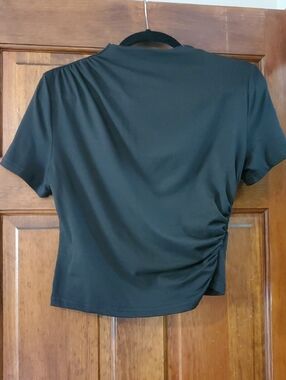SHEIN Black Short Sleeve Side-Ruched Tee